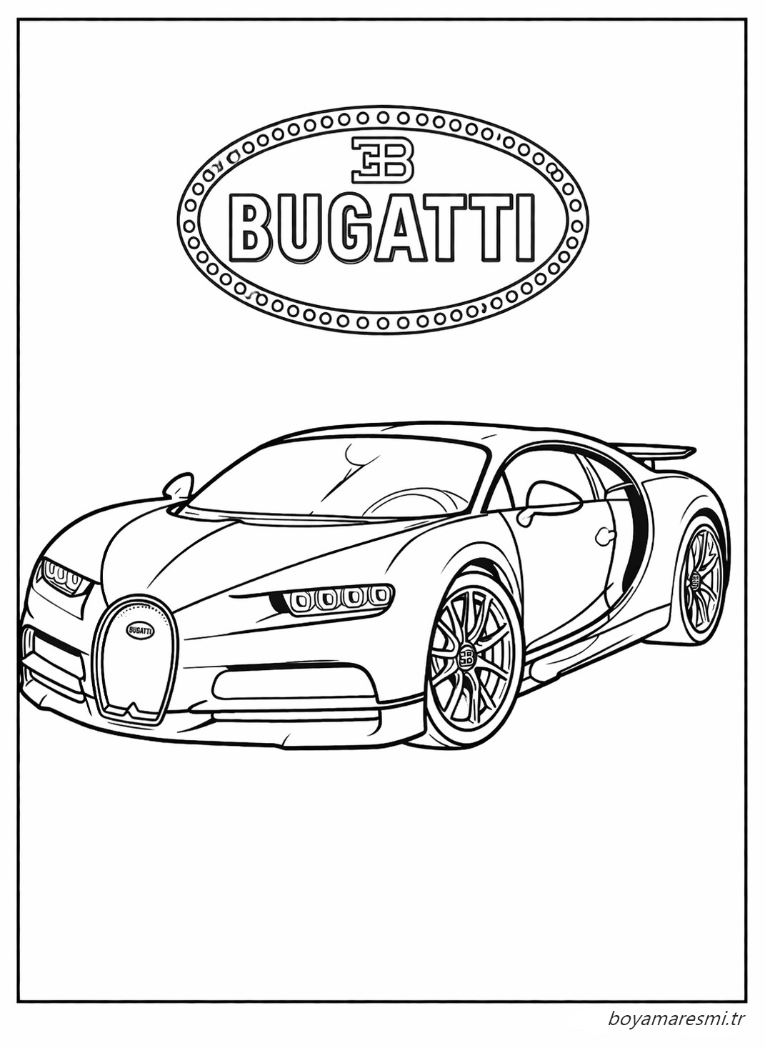 Yarış Arabası Bugatti Boyama Resmi Yazdırılabilir
