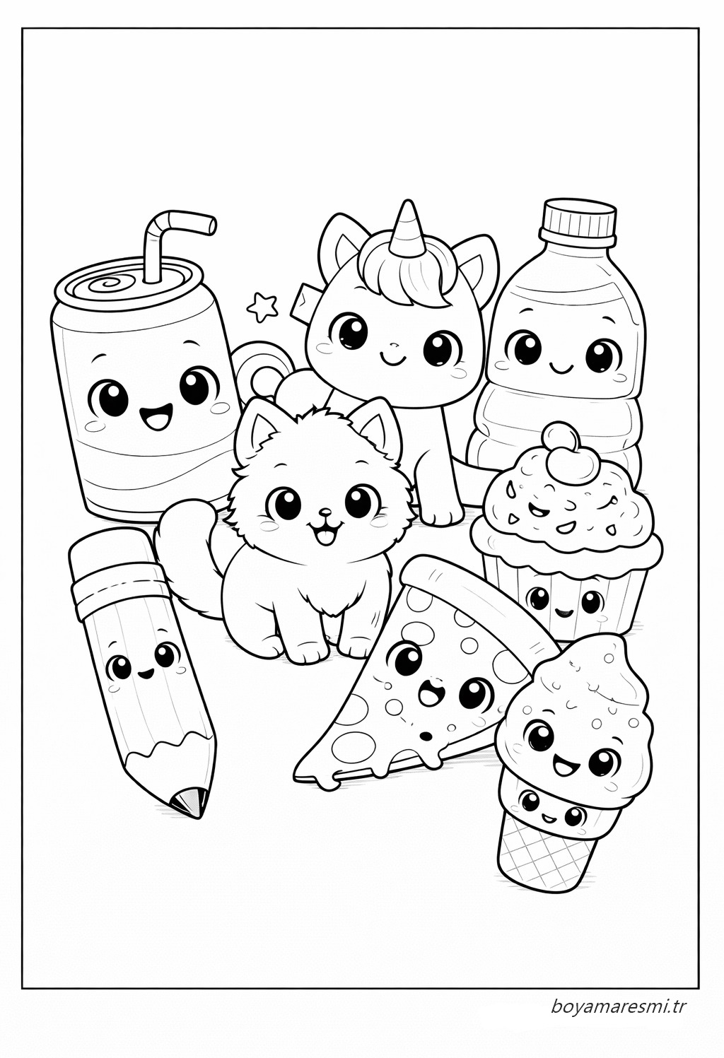 Kawaii Boyama Sayfası Yazdırılabilir Pdf
